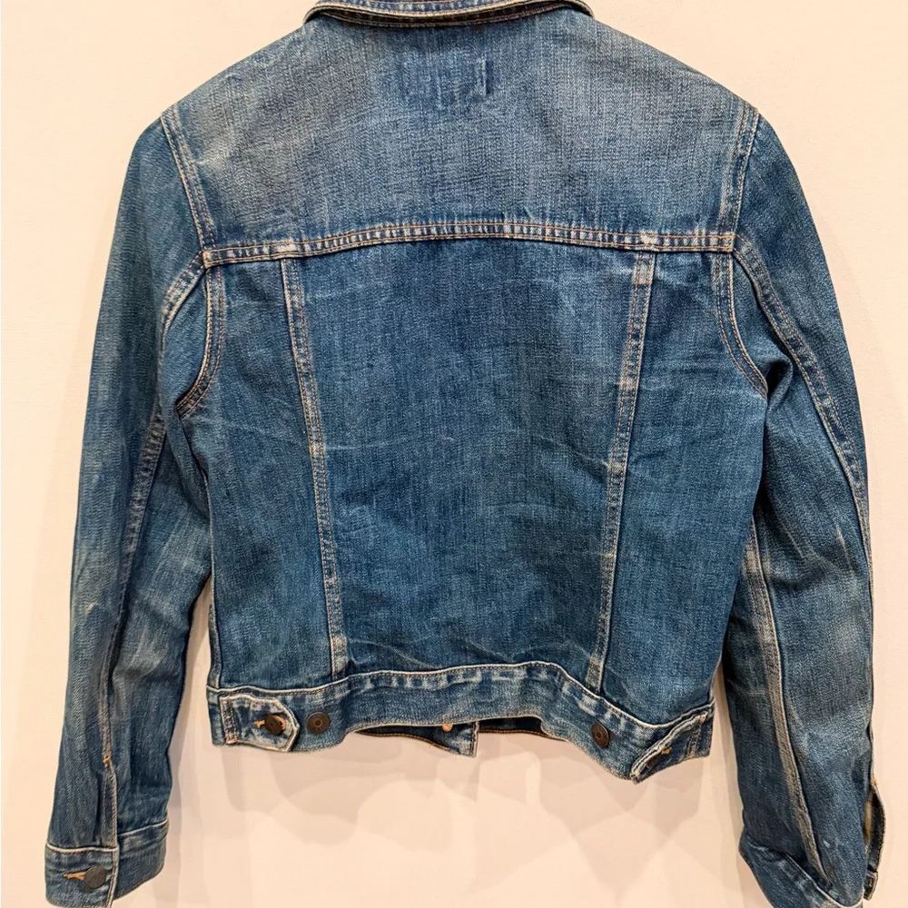 J.Crew Indigo Denim Trucker Jacket Women Small Medium Wash Blue Jean Coat‎